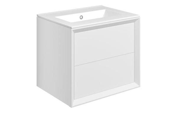 Plush 610mm Wall Hung 2 Drawer Basin Unit & 0TH Thin Edge Basin - Matt White